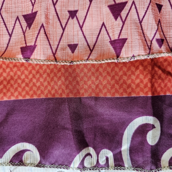 Silk Sari Wrap Skirt, Regular MINI one size fits most, pink and purple - Picture 5 of 7